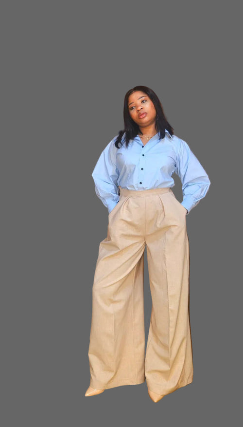 Pleated wide leg pant