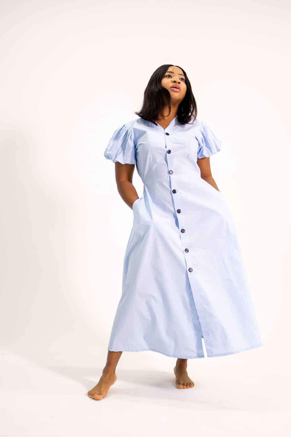 The blue dress